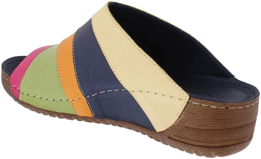 Adesso Mari Multi Slip On Low Heel Leather Mules Sandals