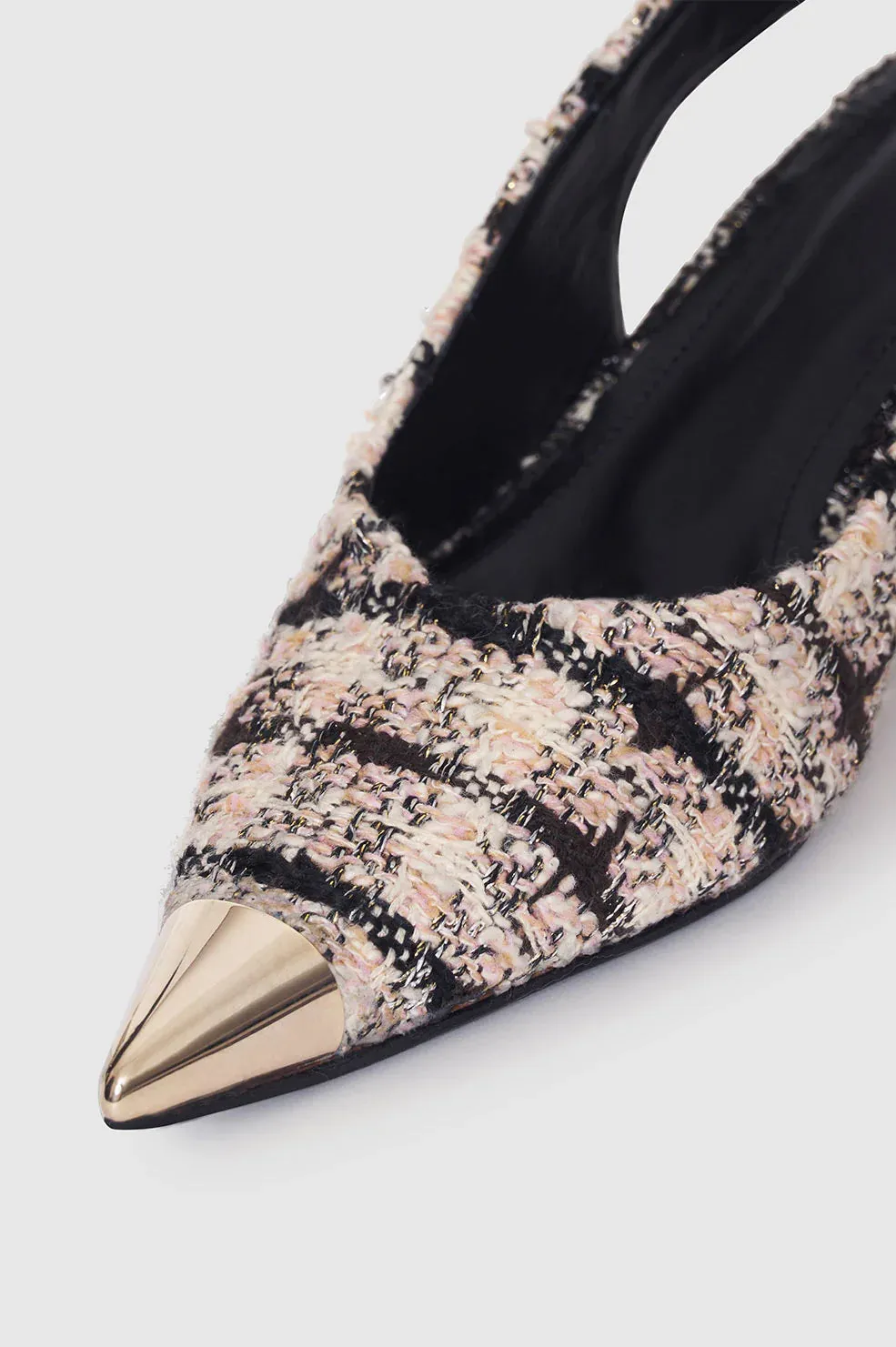 Anine Bing Nina Heels With Metal Toe Cap - Apricot Tweed