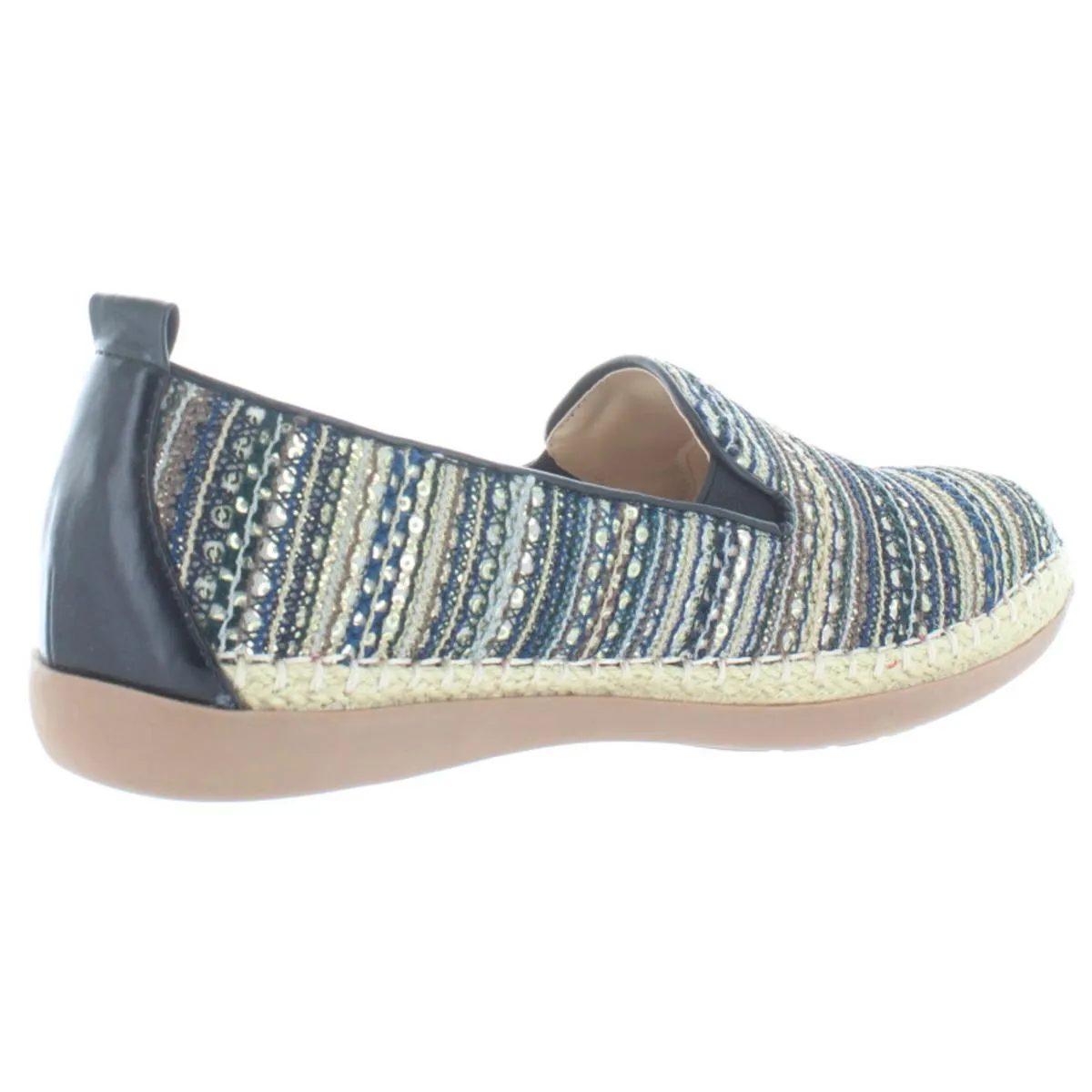 Beacon Womens Terri Sequin Striped Slip-On Sneakers