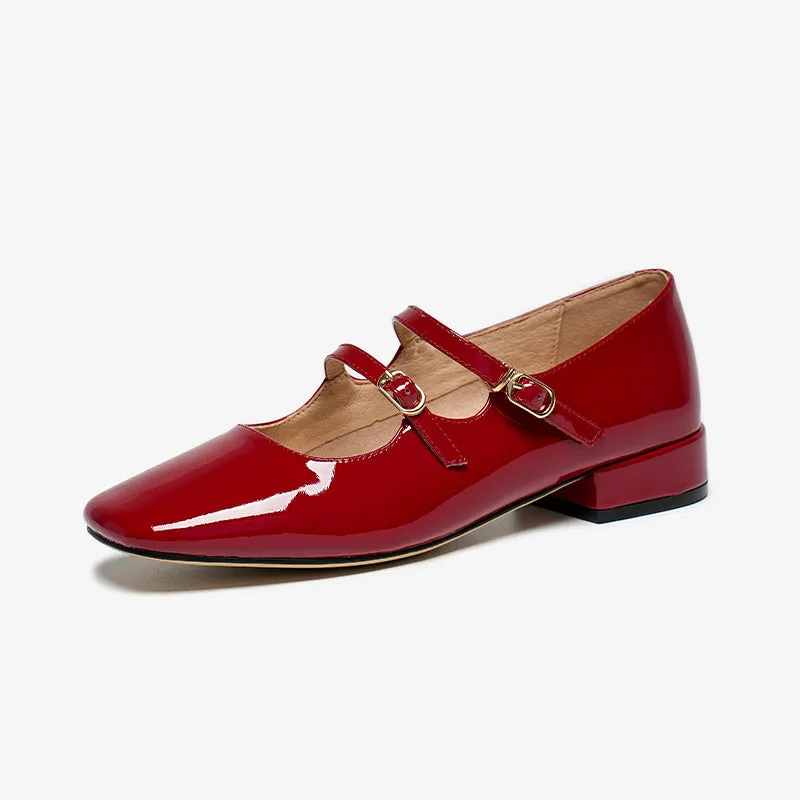 Beautoday Women's Patent Leather Vintage Double-Strap Mary Jane Ballet Flats