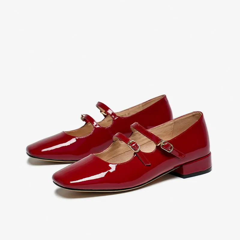 Beautoday Women's Patent Leather Vintage Double-Strap Mary Jane Ballet Flats