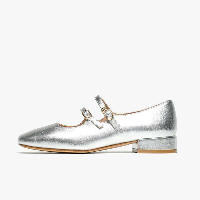 Beautoday Women's Patent Leather Vintage Double-Strap Mary Jane Ballet Flats
