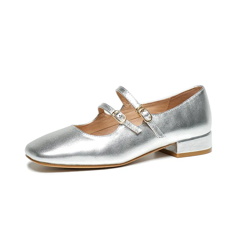 Beautoday Women's Patent Leather Vintage Double-Strap Mary Jane Ballet Flats
