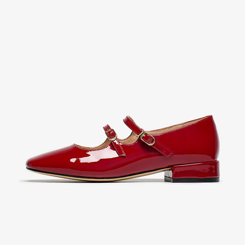 Beautoday Women's Patent Leather Vintage Double-Strap Mary Jane Ballet Flats