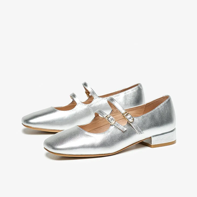 Beautoday Women's Patent Leather Vintage Double-Strap Mary Jane Ballet Flats