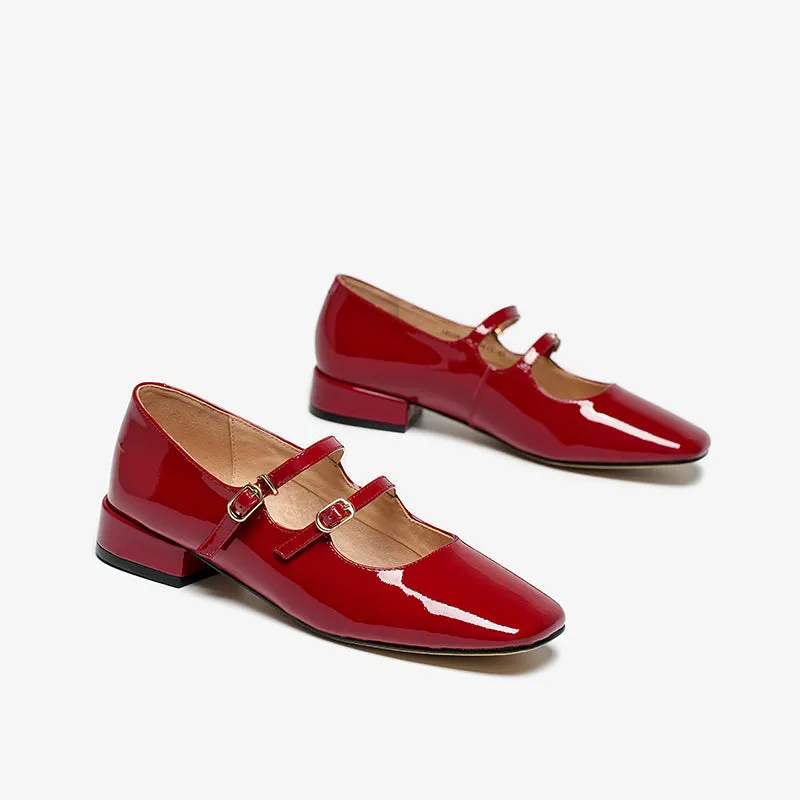 Beautoday Women's Patent Leather Vintage Double-Strap Mary Jane Ballet Flats