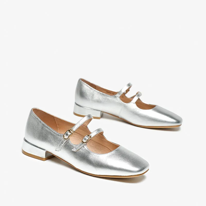 Beautoday Women's Patent Leather Vintage Double-Strap Mary Jane Ballet Flats