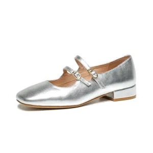 Beautoday Women's Patent Leather Vintage Double-Strap Mary Jane Ballet Flats