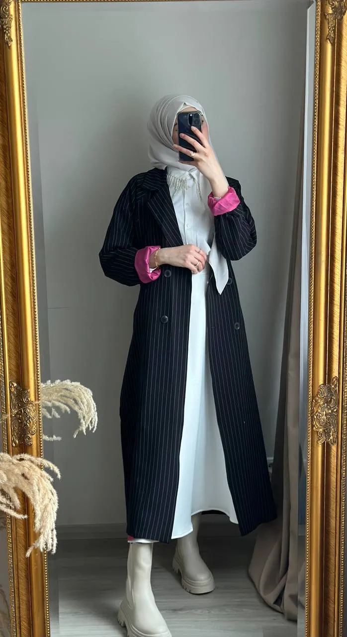 Checked Coat with Belt Detail
