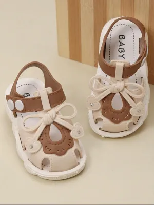 Classic Bow-Tie Sandals with Sparkle Accents For Girls