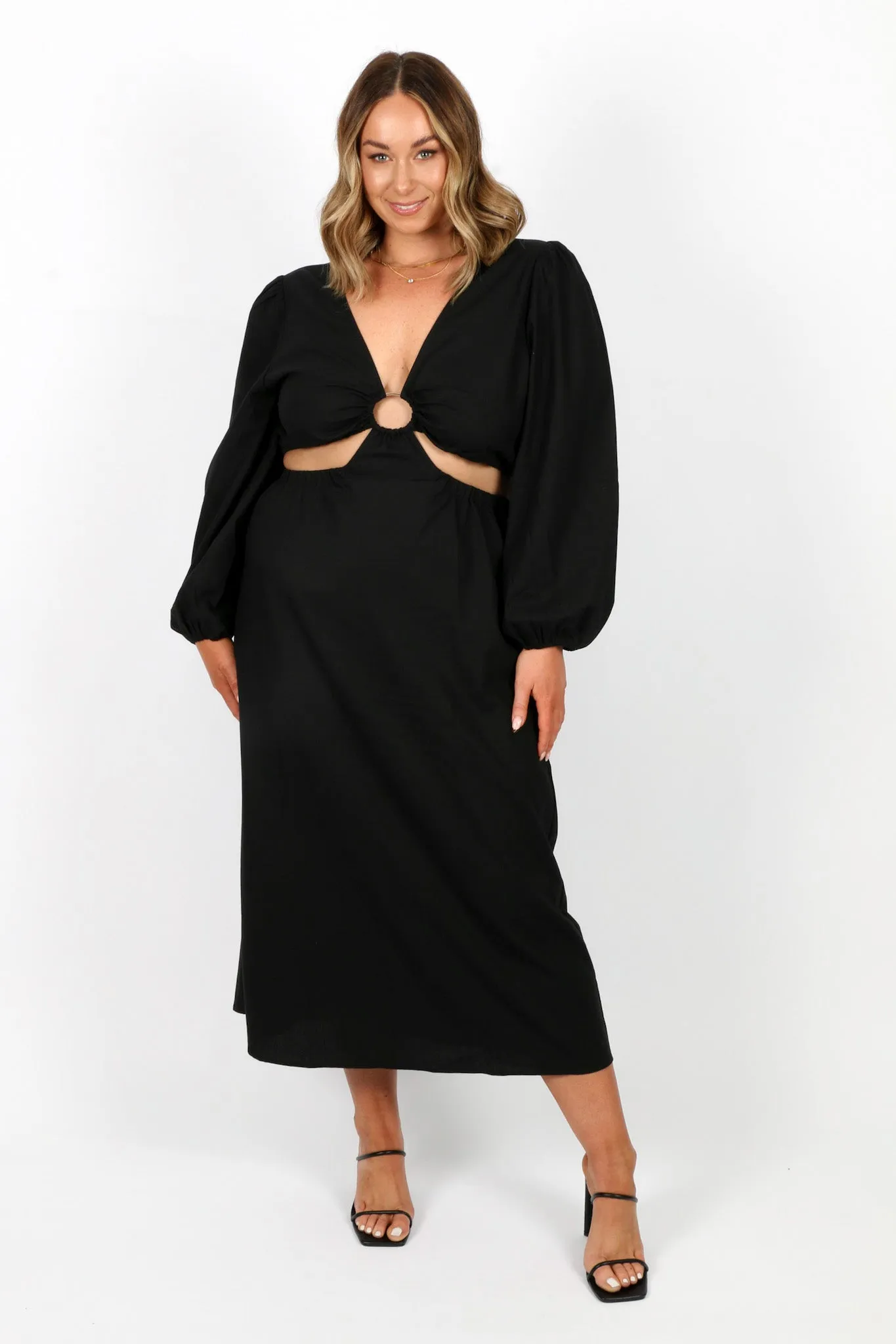 DAYTONA LINEN BLEND DRESS BLACK