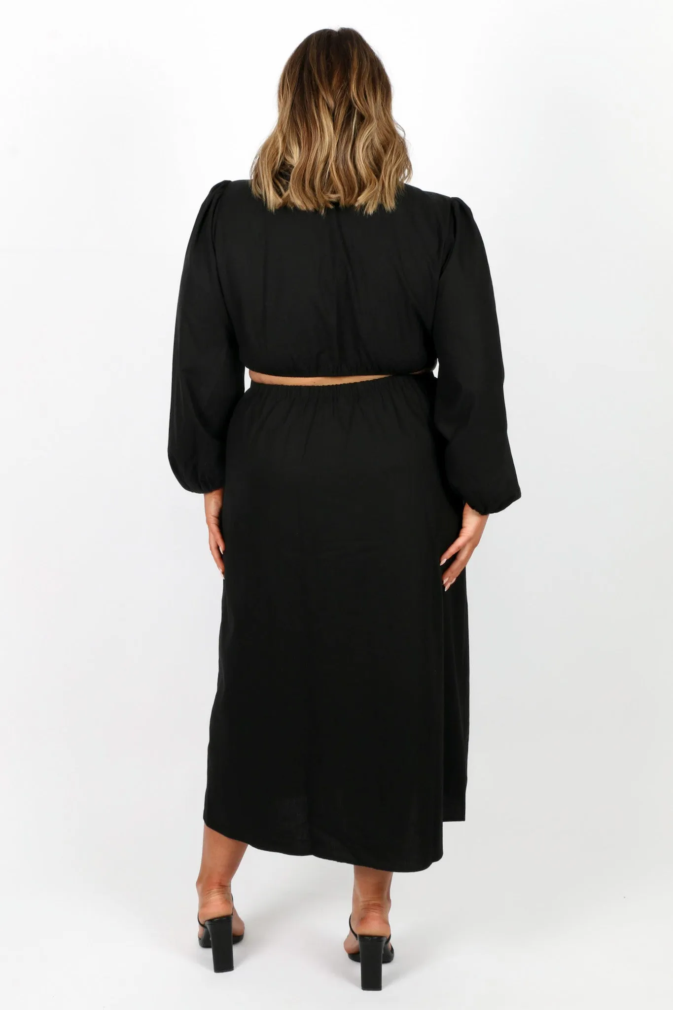 DAYTONA LINEN BLEND DRESS BLACK