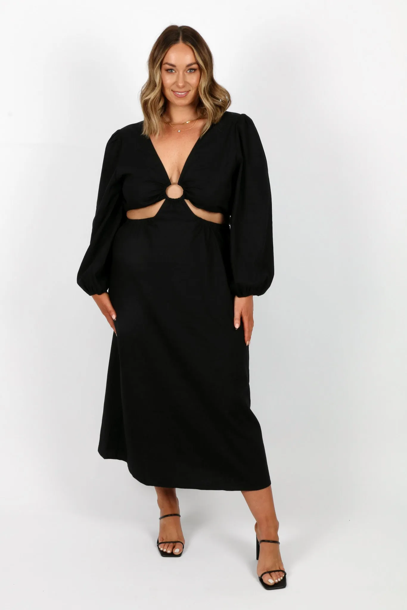 DAYTONA LINEN BLEND DRESS BLACK