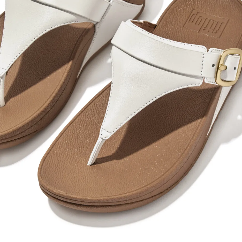 Fitflop Lulu Adjustable Leather Toe Post Sandals White