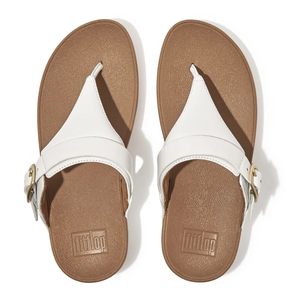 Fitflop Lulu Adjustable Leather Toe Post Sandals White
