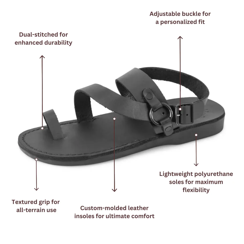 Gabriel - Leather Toe Loop Sandal | Black