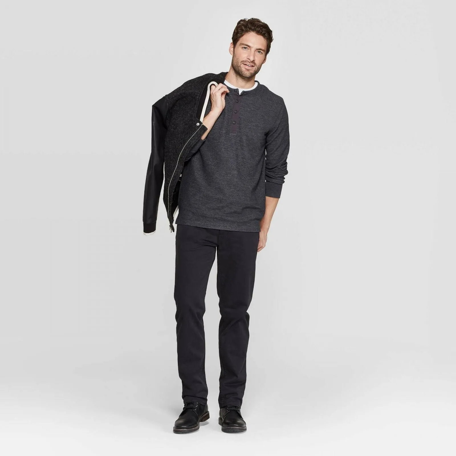 Goodfellow & Co. Men's Regular Fit Long Sleeve Textured Henley Shirt