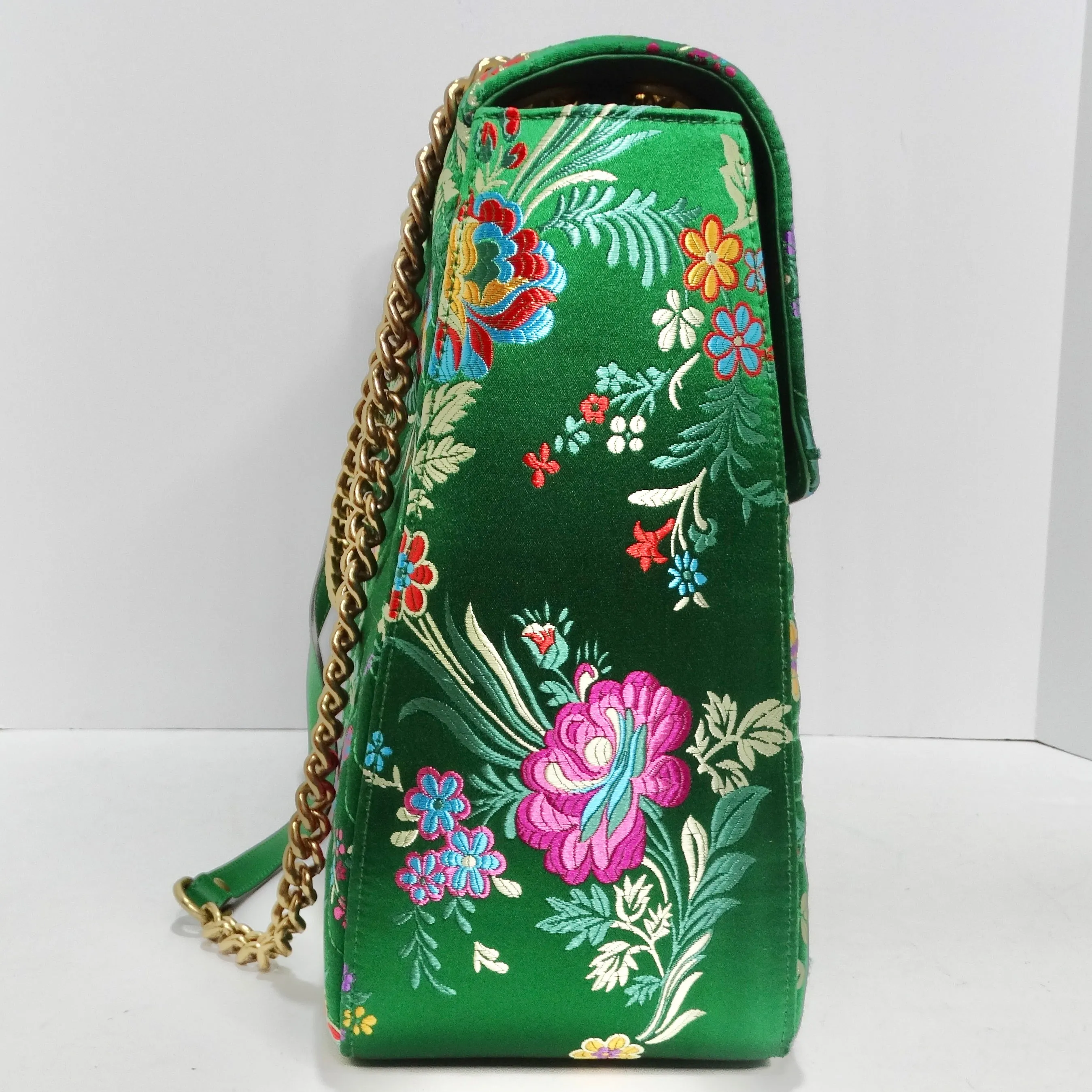 Gucci Marmont Jacquard Matelasse Floral Maxi Top Handle Shoulder Bag