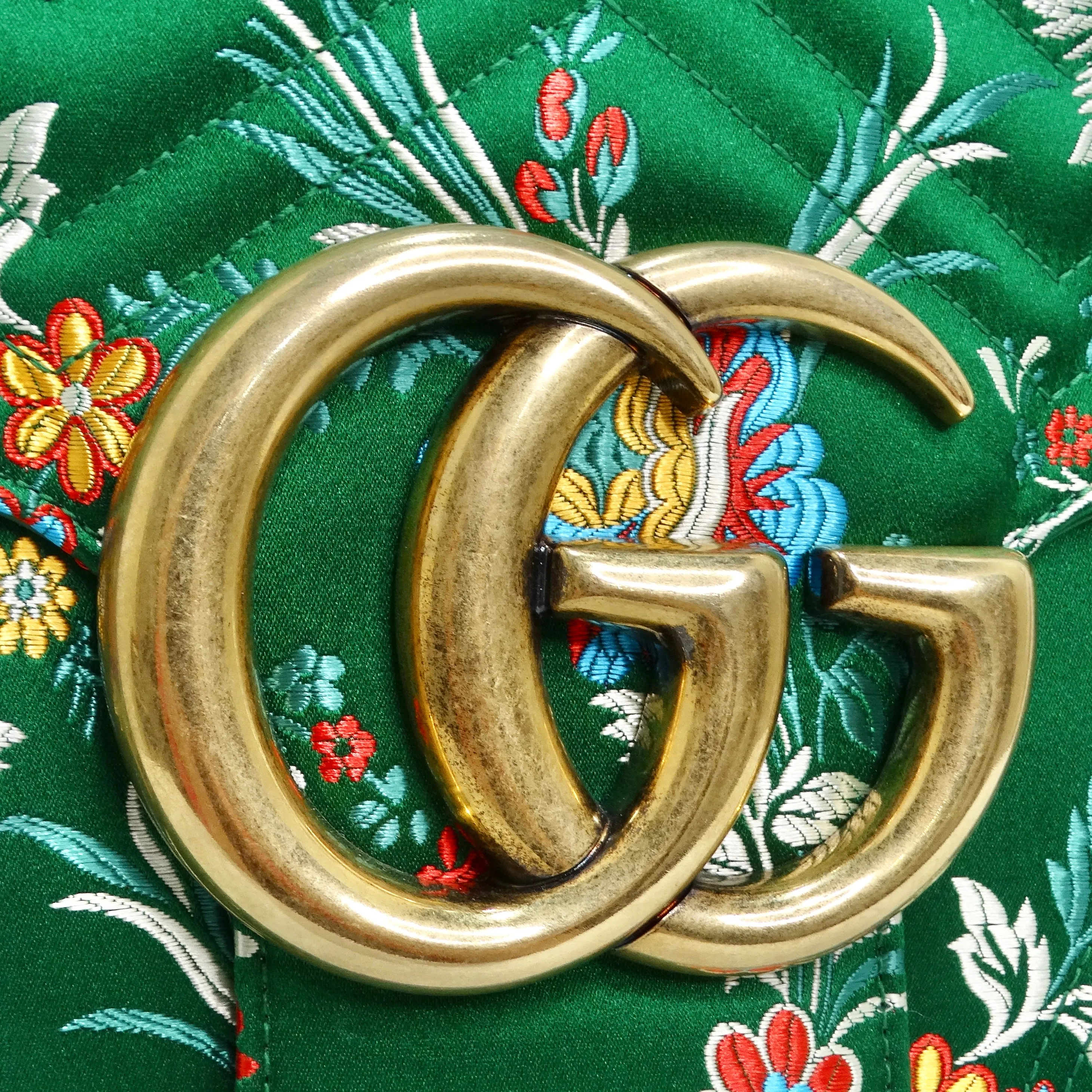Gucci Marmont Jacquard Matelasse Floral Maxi Top Handle Shoulder Bag