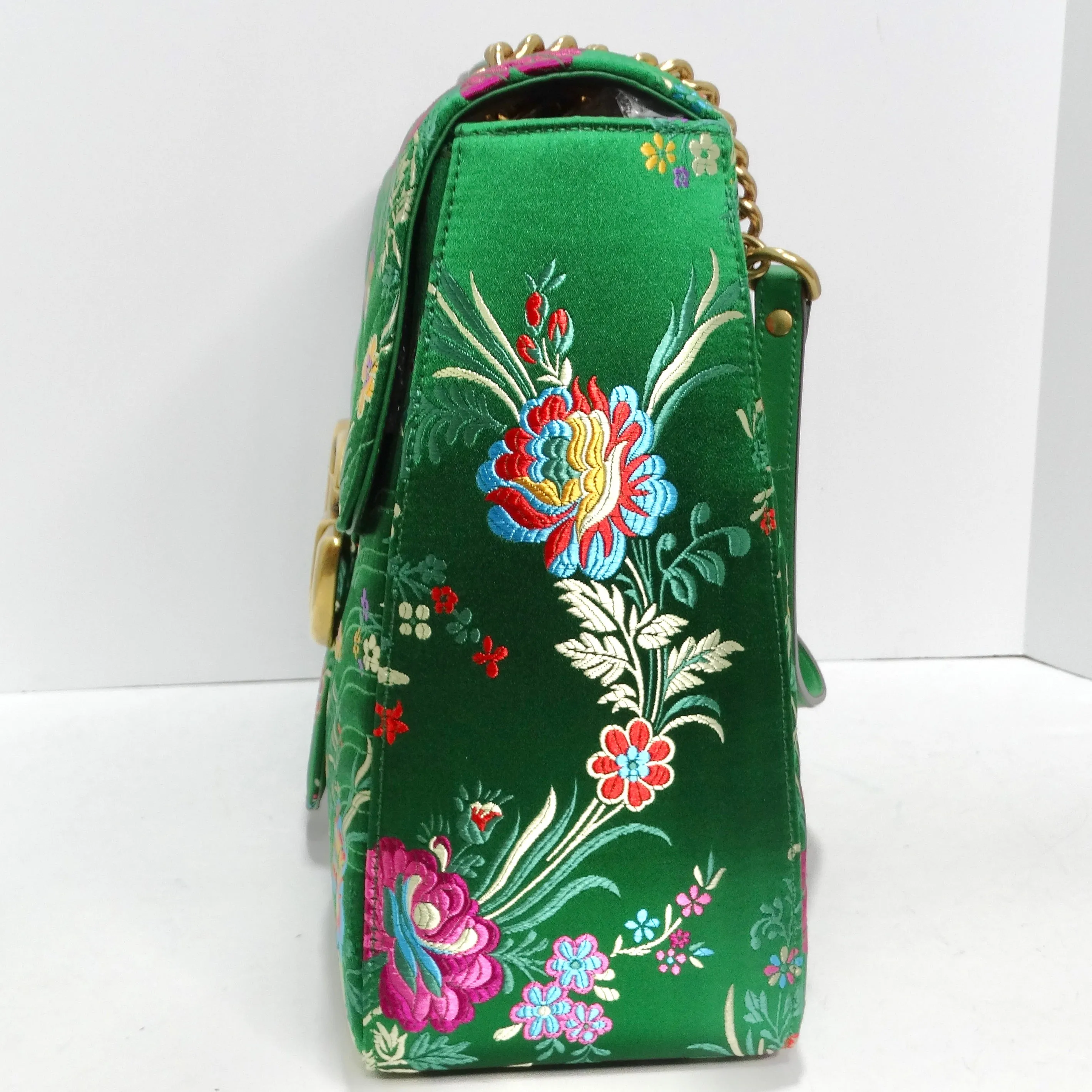 Gucci Marmont Jacquard Matelasse Floral Maxi Top Handle Shoulder Bag