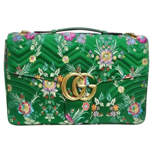 Gucci Marmont Jacquard Matelasse Floral Maxi Top Handle Shoulder Bag