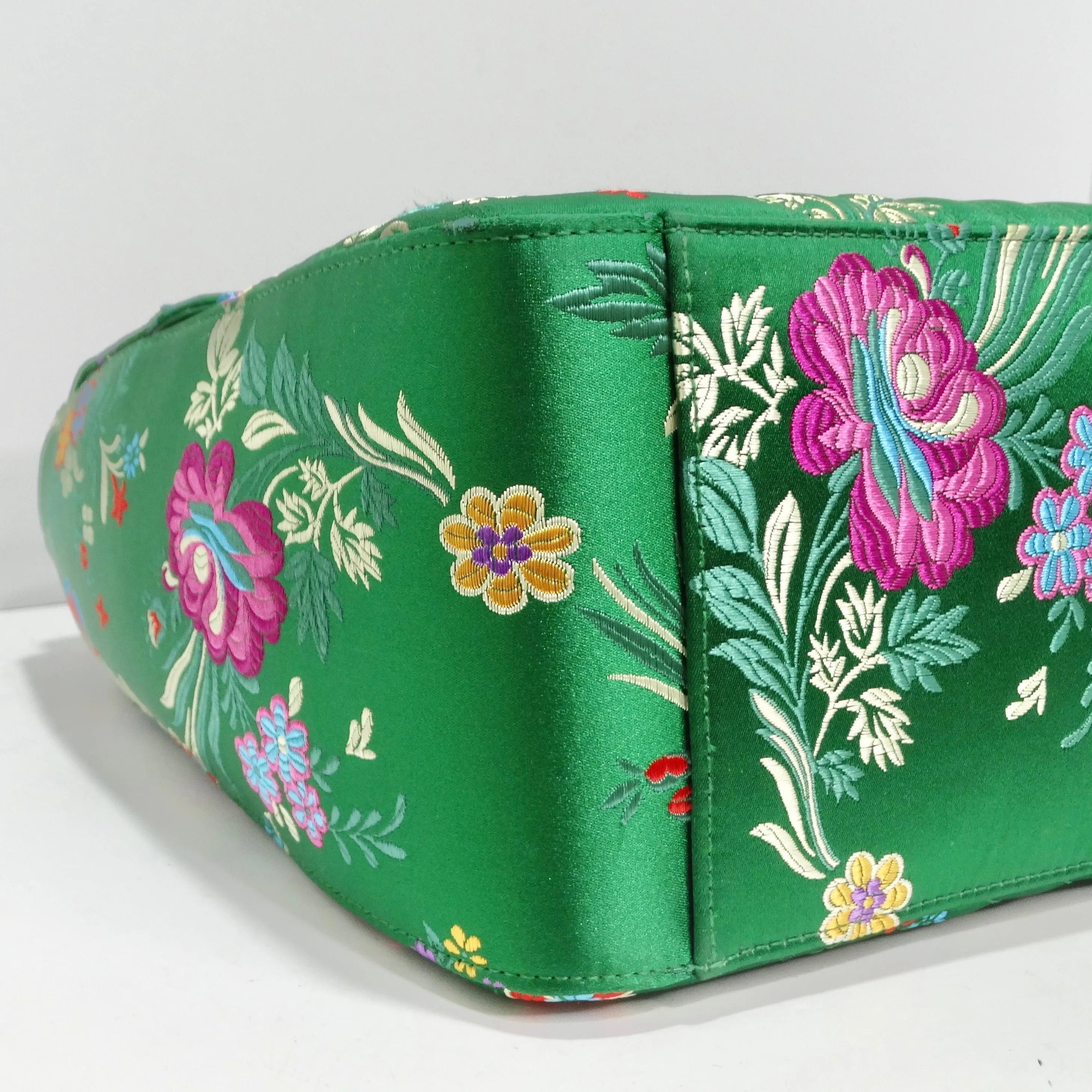 Gucci Marmont Jacquard Matelasse Floral Maxi Top Handle Shoulder Bag