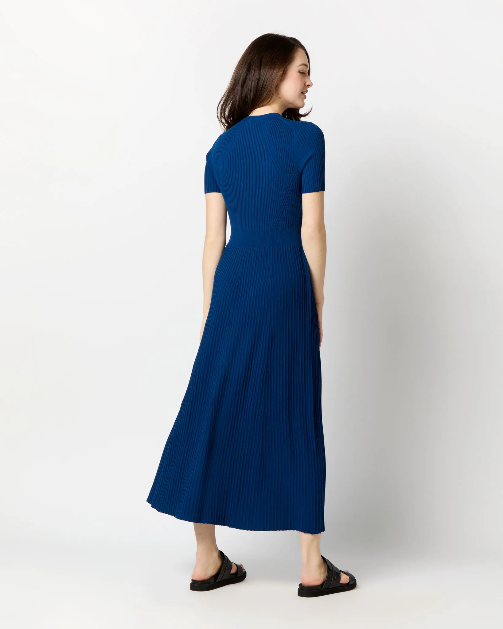 Half-Sleeved Addie Dress in Petrol Techno Yarn