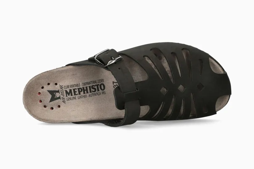 Hedina Fisherman Mule Sandal in Black Leather