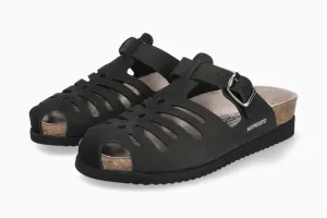 Hedina Fisherman Mule Sandal in Black Leather
