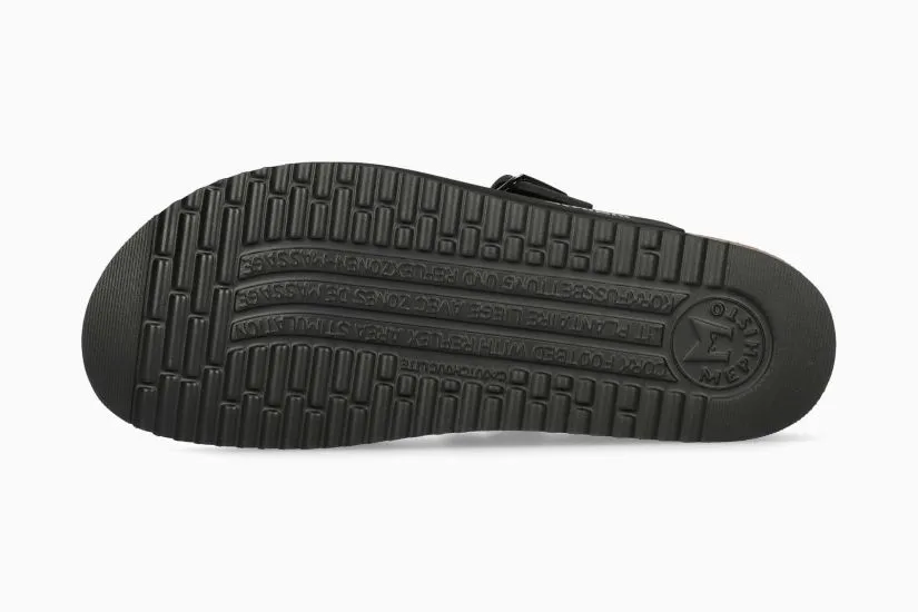 Hedina Fisherman Mule Sandal in Black Leather