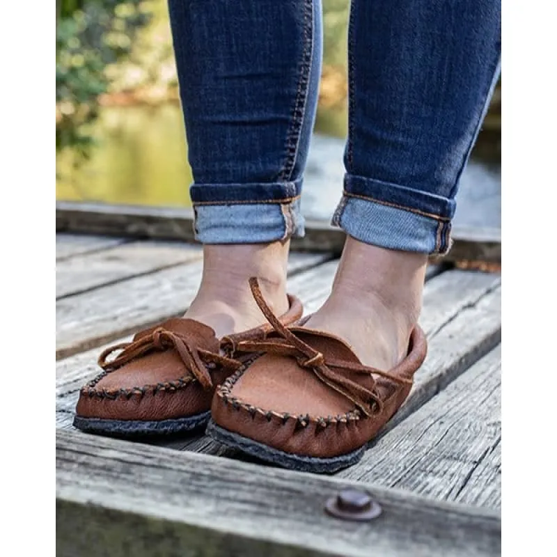 Hides in Hand Ladies Crepe Sole Buffalo Hide Moccasin