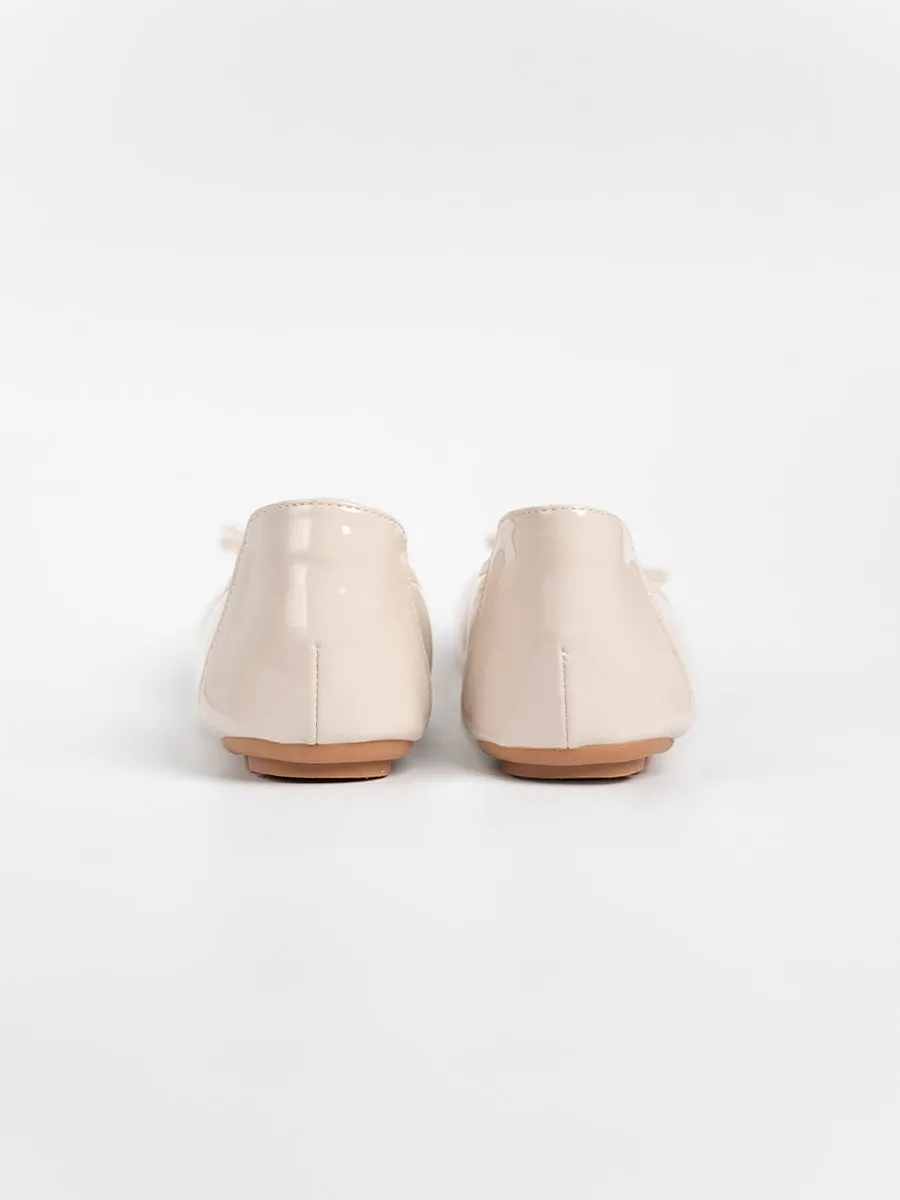 Honey Glossy Ballerina Flats