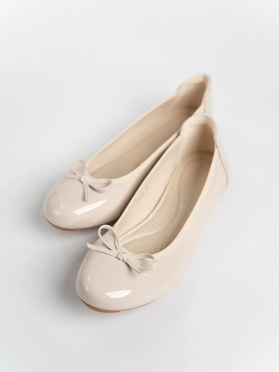Honey Glossy Ballerina Flats