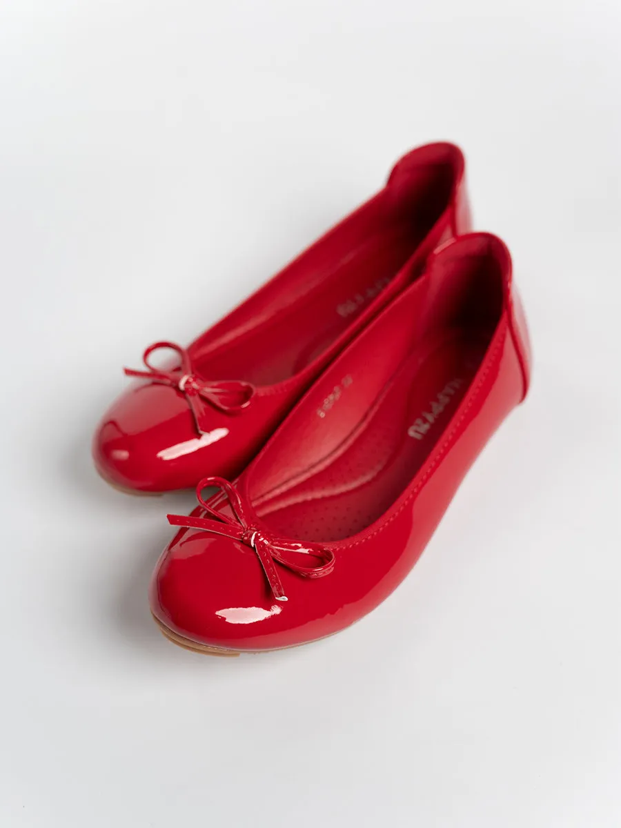 Honey Glossy Ballerina Flats