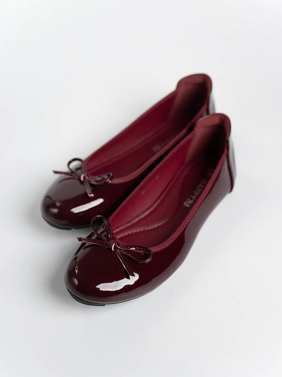 Honey Glossy Ballerina Flats