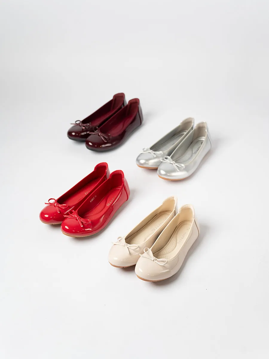 Honey Glossy Ballerina Flats