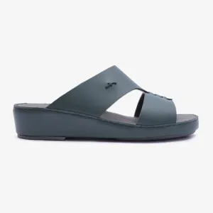 ITALIAN MATT ARABIC LEATHER HANDSTITCHED METALFREE SANDAL BOTTLE-GREEN