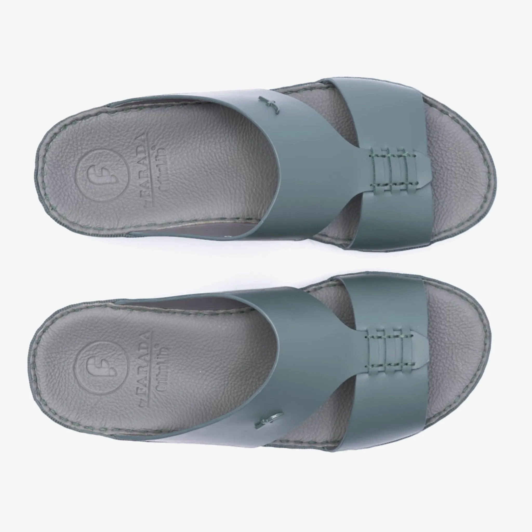 ITALIAN MATT ARABIC LEATHER HANDSTITCHED METALFREE SANDAL BOTTLE-GREEN