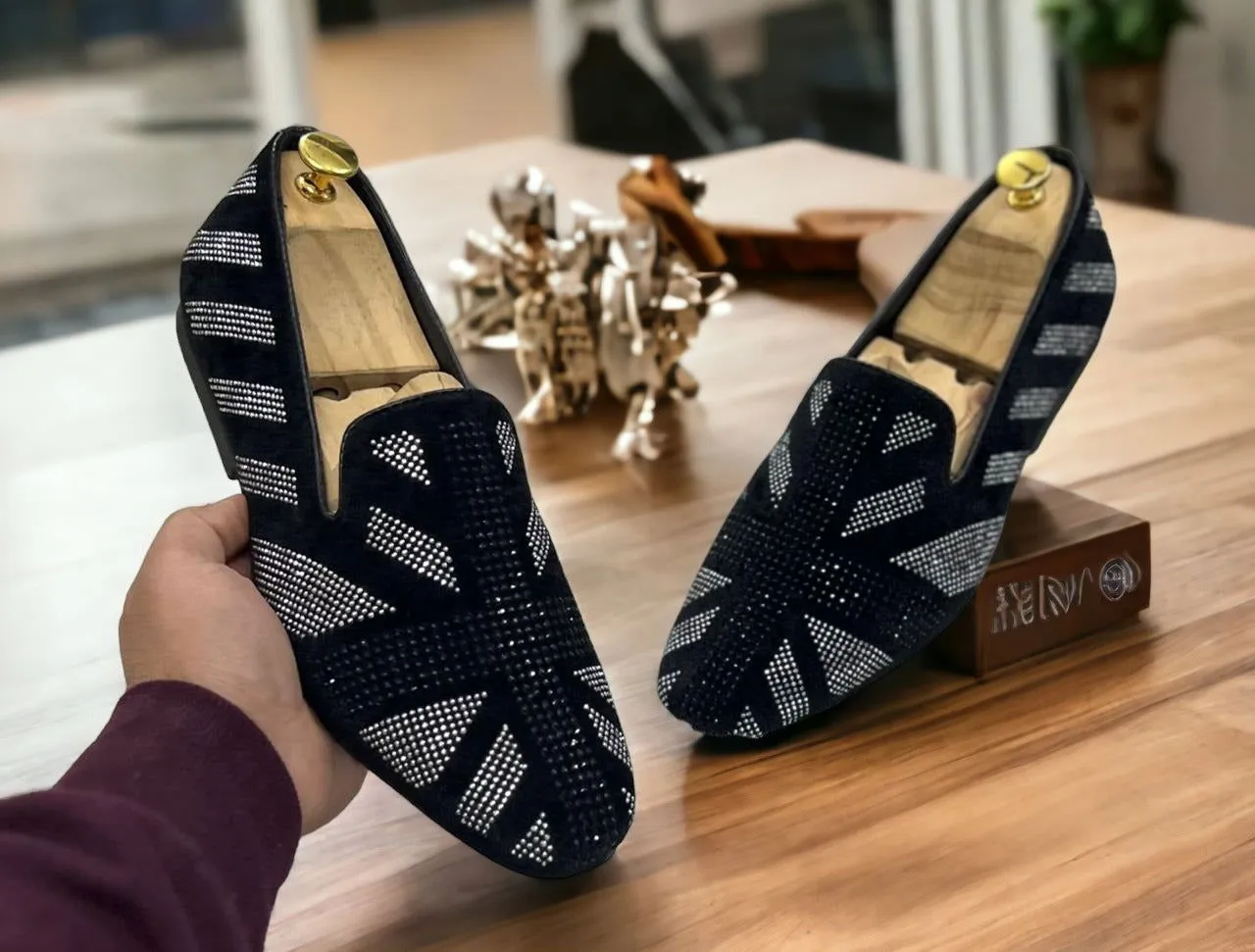Jack Marc Elevate Your Style with Exquisite Stud Work Moccasins
