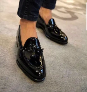 Jack Marc New Fashion Shiny Tassel Loafer