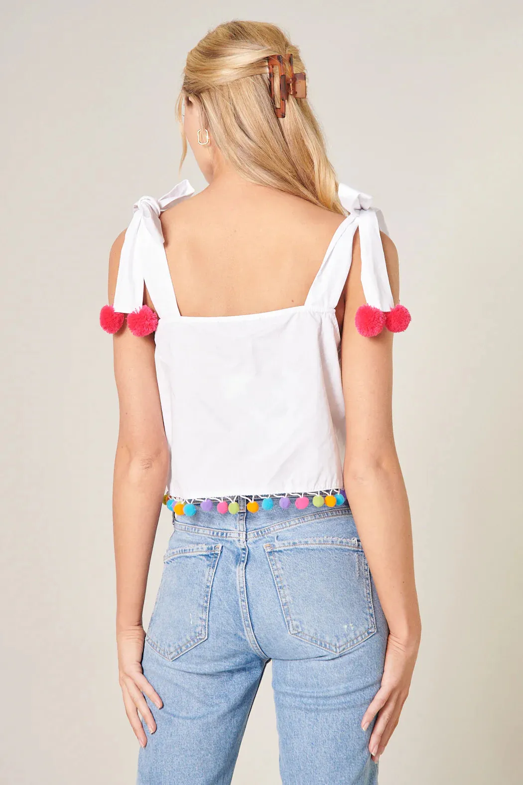 Milagro Tie Strap Pom Pom Crop