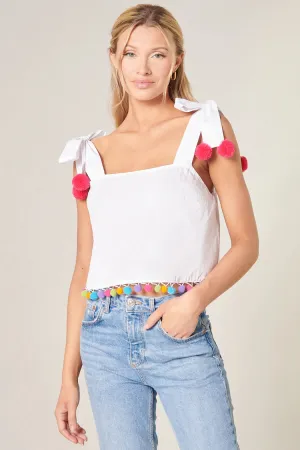 Milagro Tie Strap Pom Pom Crop