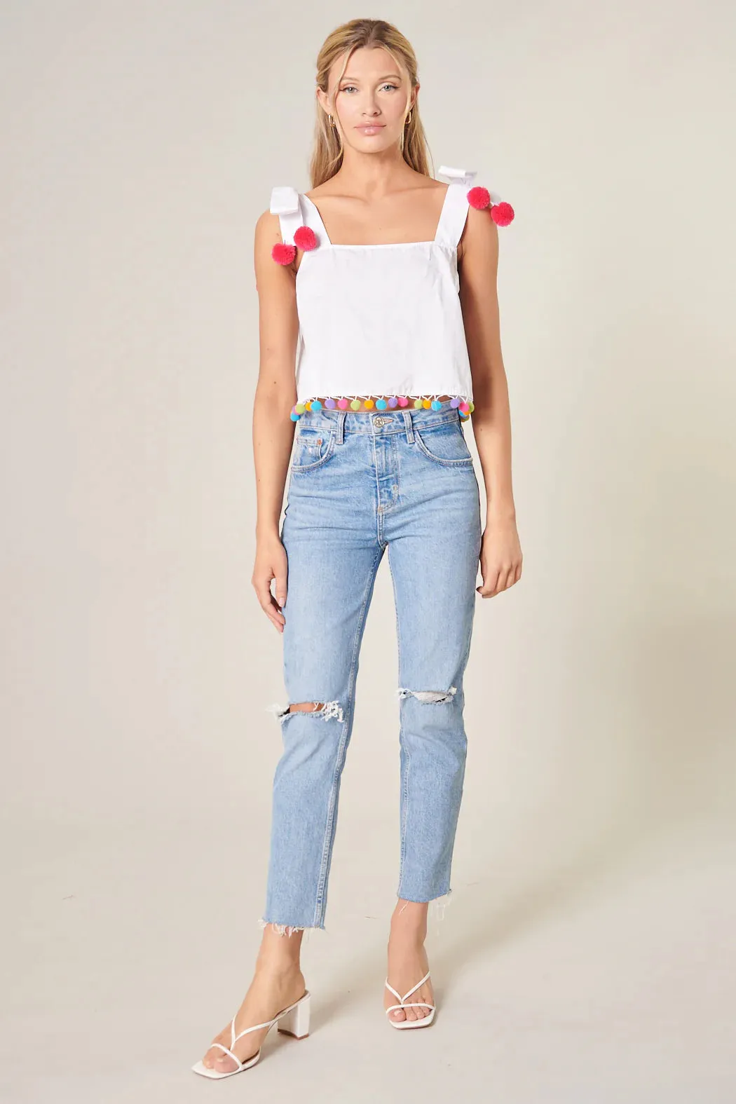 Milagro Tie Strap Pom Pom Crop