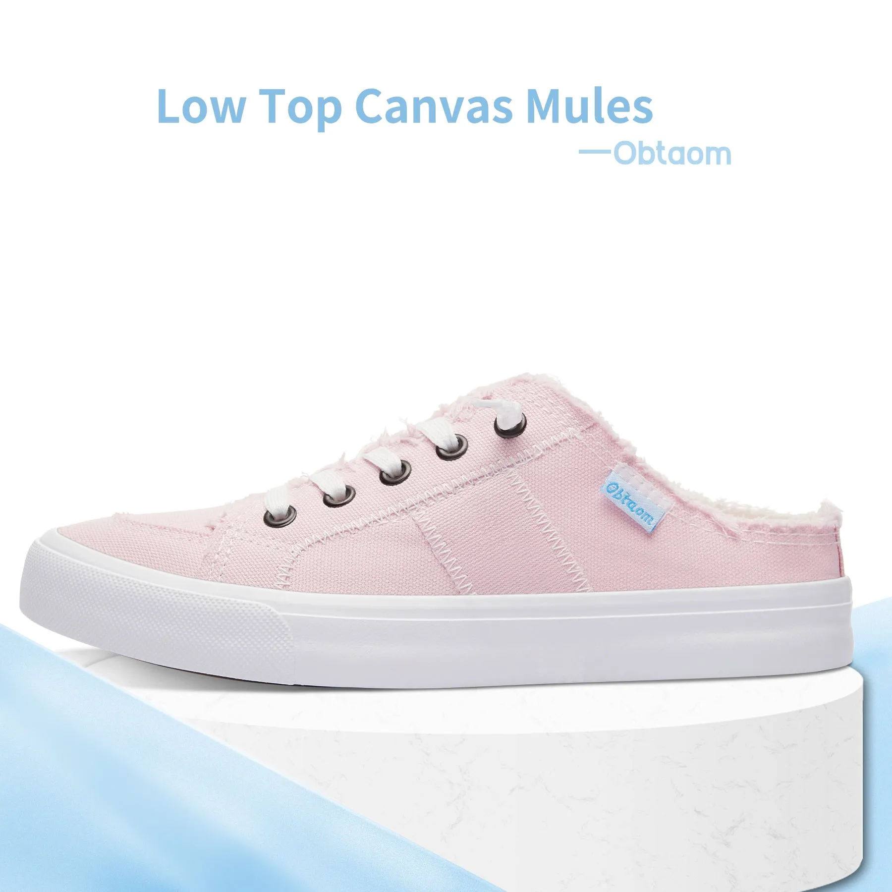 Obtaom Women Canvas Mules Memory Foam Clipper Holiday Shoes