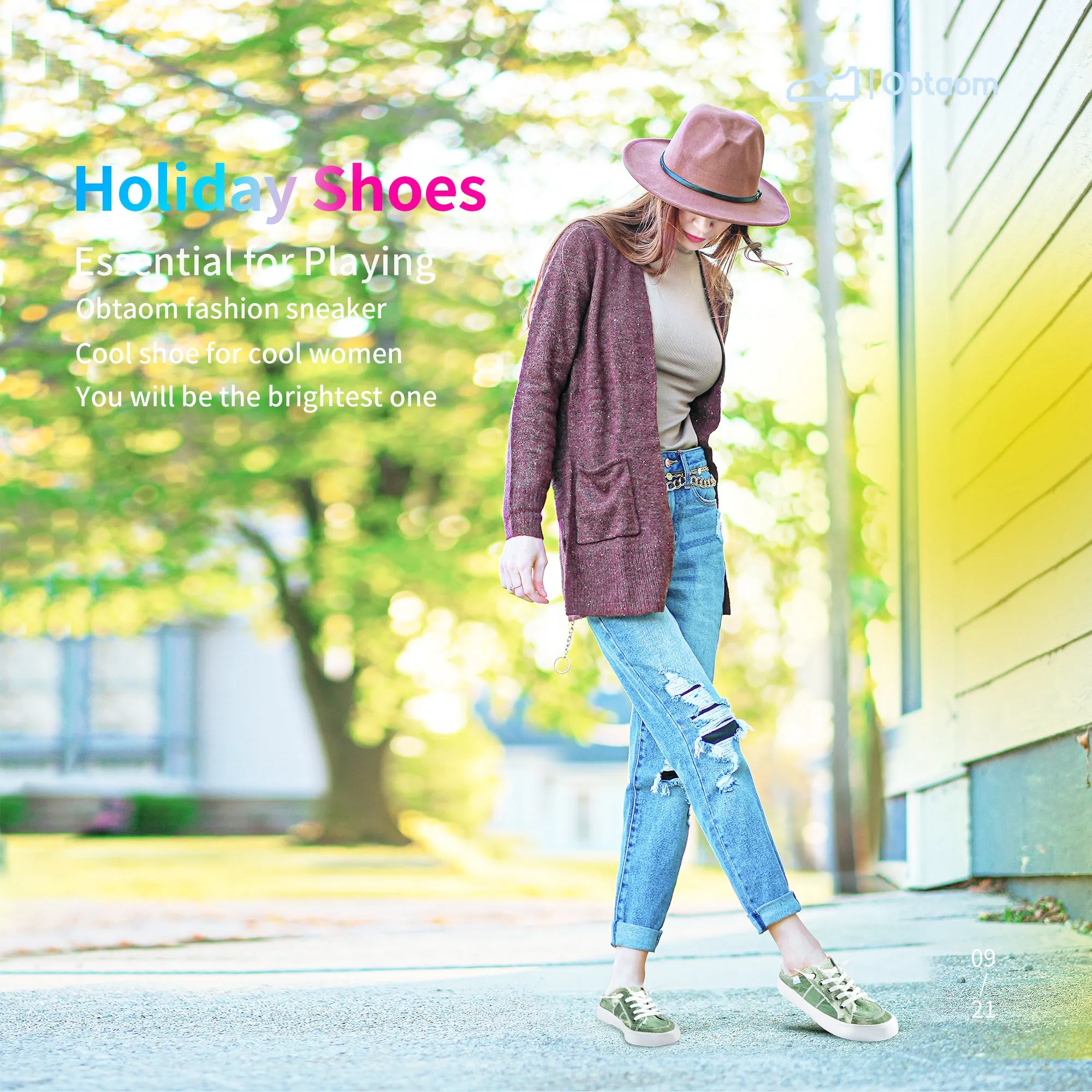 Obtaom Women Canvas Mules Memory Foam Clipper Holiday Shoes