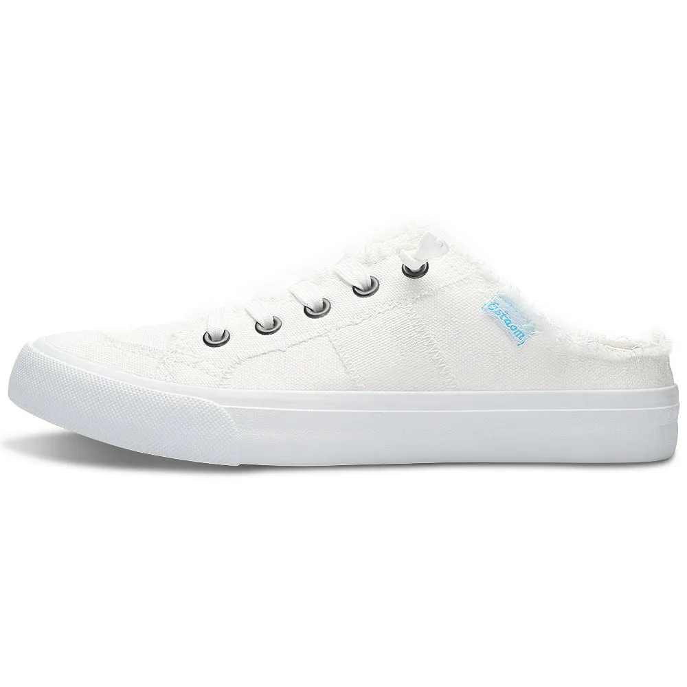 Obtaom Women Canvas Mules Memory Foam Clipper Holiday Shoes
