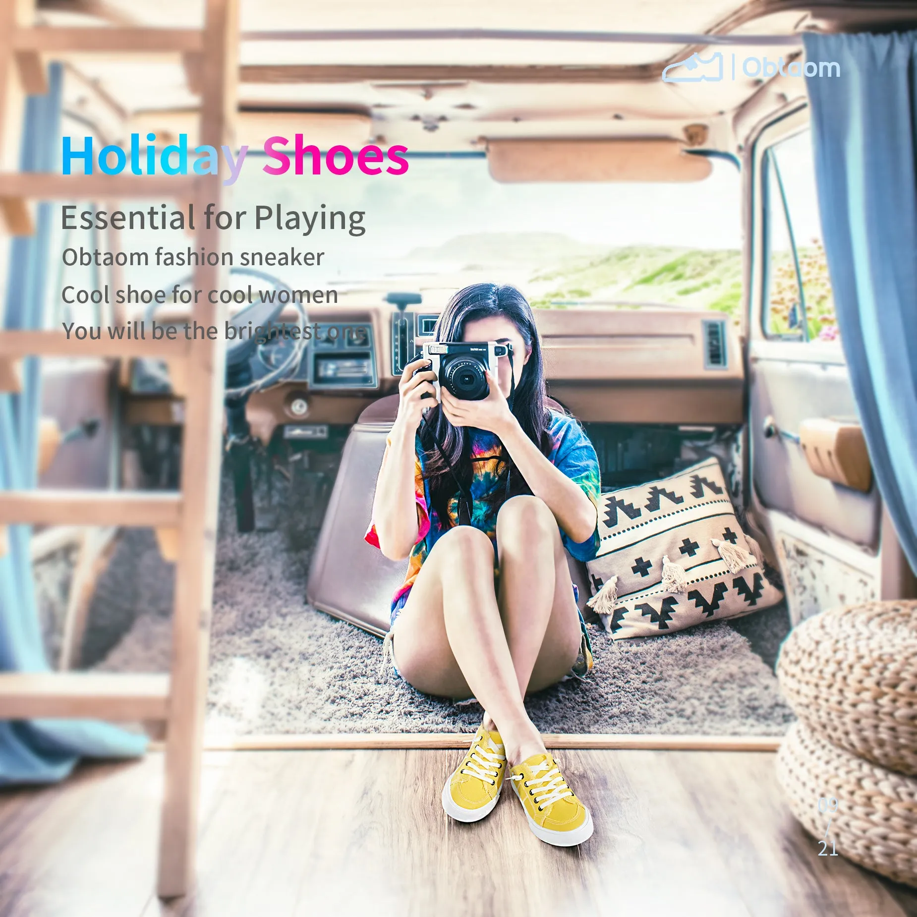 Obtaom Women Canvas Mules Memory Foam Clipper Holiday Shoes