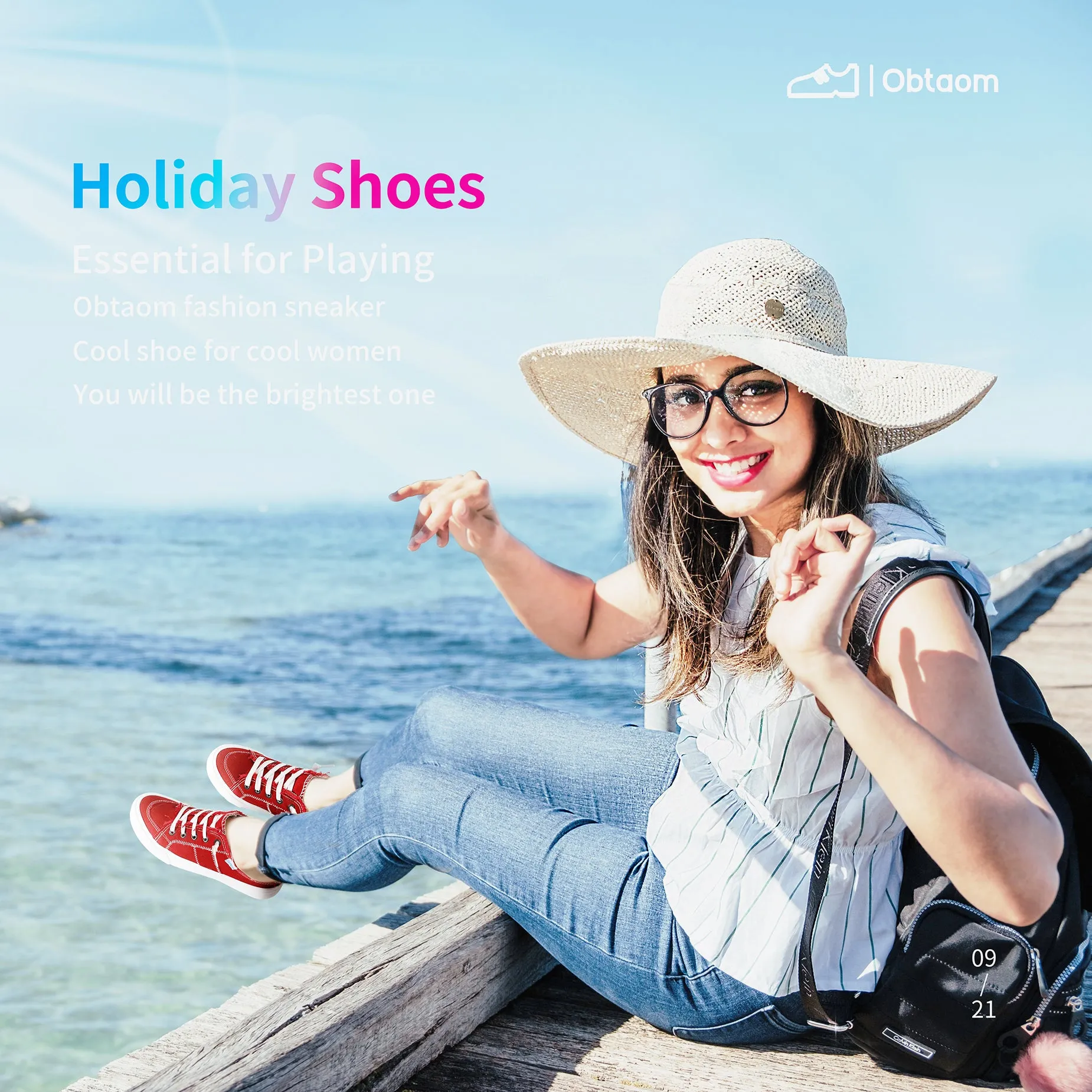 Obtaom Women Canvas Mules Memory Foam Clipper Holiday Shoes