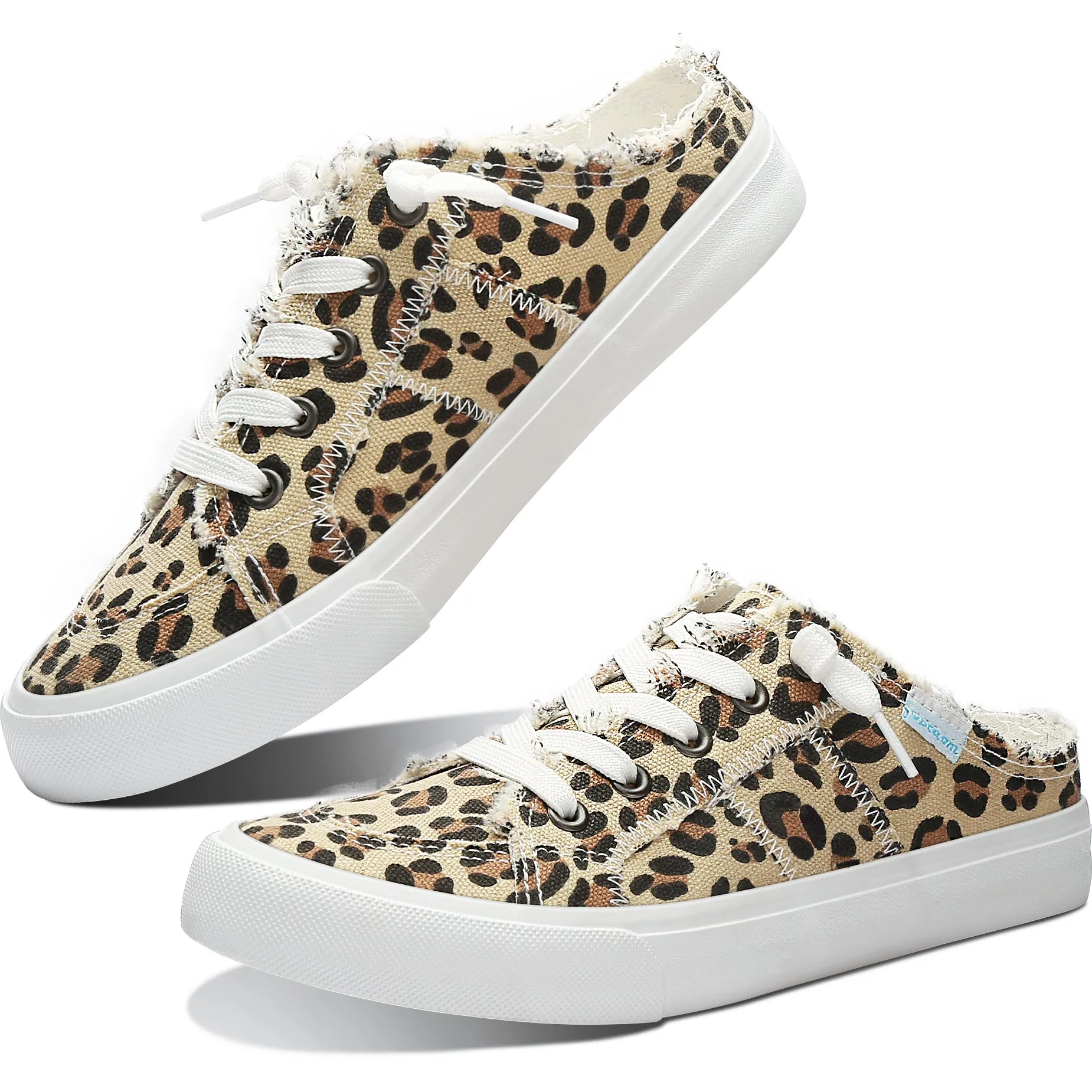Obtaom Women Canvas Mules Memory Foam Clipper Holiday Shoes