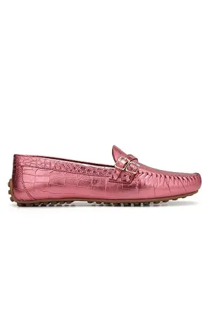 Pink Croco Texrured Moccasins